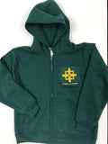 Juvenile Classic Zip Hooded Sweatshirt w/logo (grey or green)
